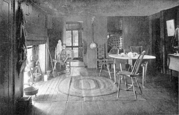 WESTERN END OF KITCHEN
View of "mother's room;" the poet was born in a room at the left, beyond the fireplace
Copyright 1891, by A. A. Ordway