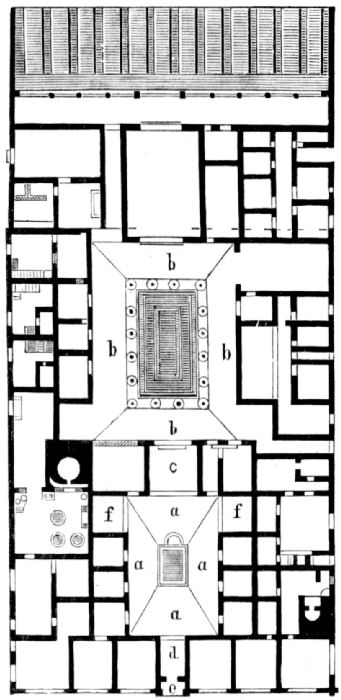 Showing layout of an extensive building, including alae and peristylium