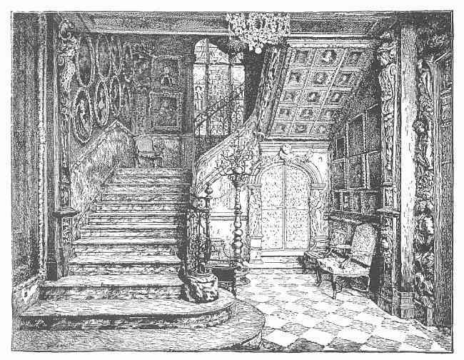 STAIRCASE IN THE RESIDENCE OF THE VICOMTESSE ALIX DE
JANZ, RUE MARIGNAN. ABOUT TO BE PRESENTED, WITH ITS COLLECTION, TO THE
CITY.