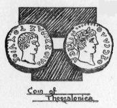(drop cap T) Coin of Thessalonica