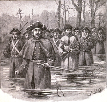 Arnold's Men marching through the Flooded Wilderness