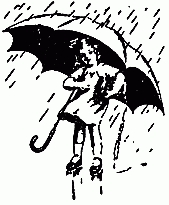Girl with umbrella and pouring salt