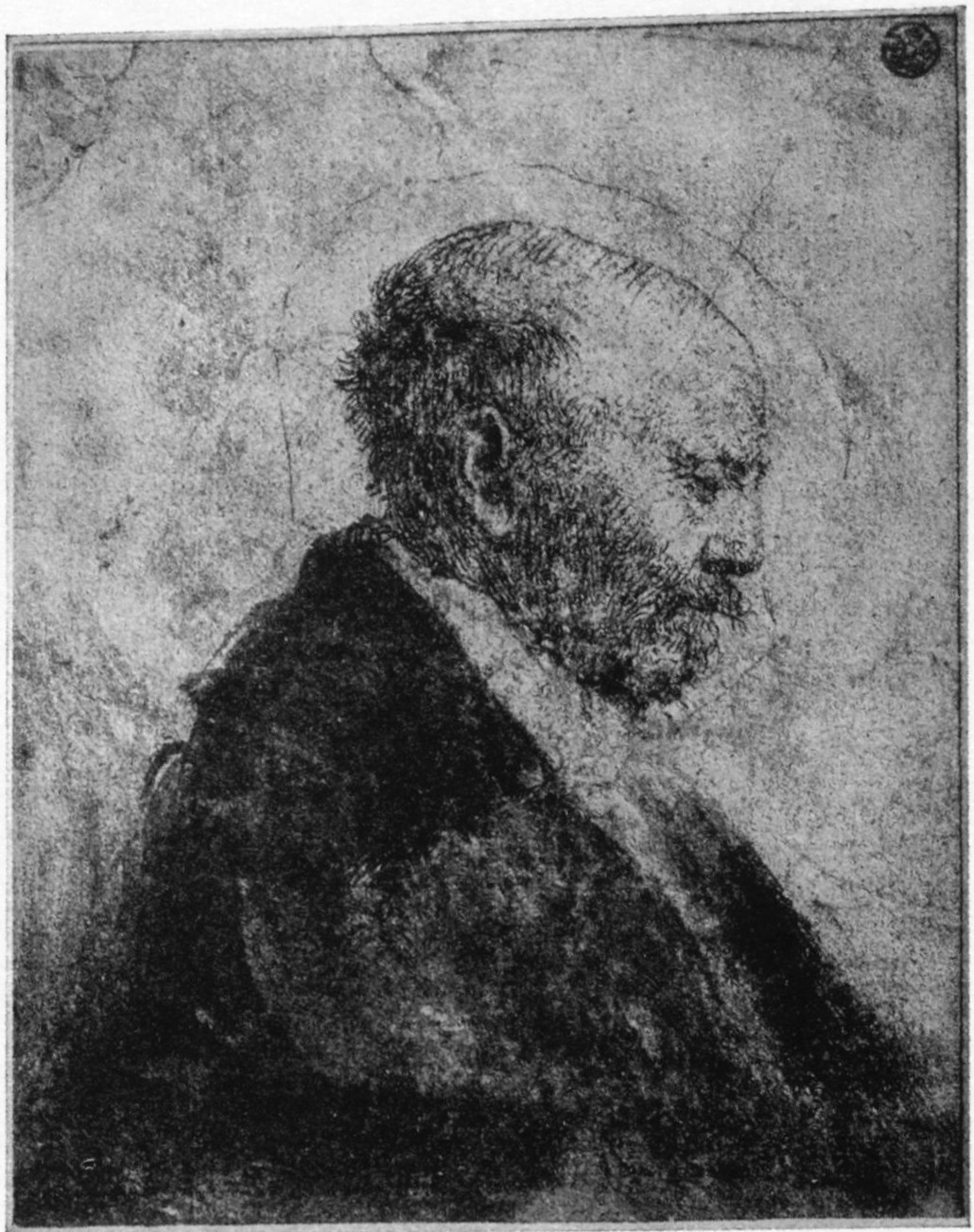 23, I. BALD-HEADED MAN (REMBRANDT'S FATHER?) In profile r.; head only, bust added afterwards. 1630. B. 292. First state, the body being merely indicated in ink 23, I. BALD-HEADED MAN (REMBRANDT'S FATHER?) In profile r.; head only, bust added afterwards. 1630. B. 292. First state, the body being merely indicated in ink