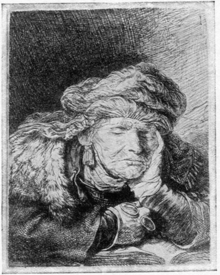 129. OLD WOMAN SLEEPING. (1635-7.) B. 350. 129. OLD WOMAN SLEEPING. (1635-7.) B. 350.