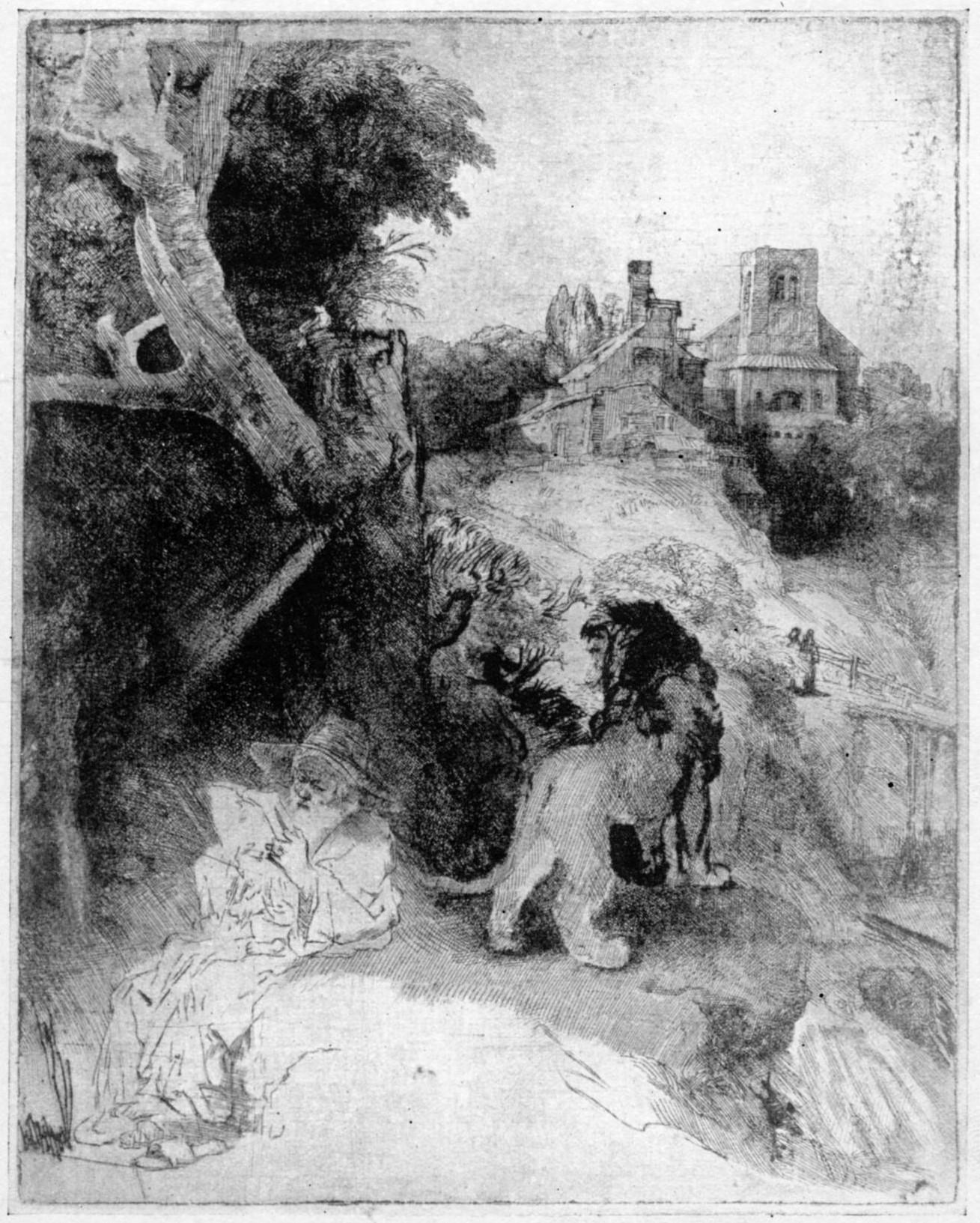 267, I. ST. JEROME READING, IN AN ITALIAN LANDSCAPE. (1653.) B. 104 267, I. ST. JEROME READING, IN AN ITALIAN LANDSCAPE. (1653.) B. 104