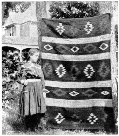 A very beautiful Navajo Indian blanket, showing the
manner of decoration