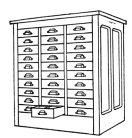 Fig. 40. Sort Cabinet, for storage of extra quantities of
type, etc.