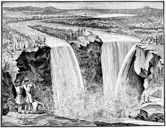 First Picture of Niagara, by Father
    Hennepin—1697.