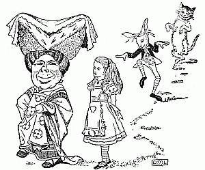 Alice with all the strange friends she had found in Wonderland
