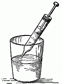 Water and Syringe.
