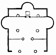 diagram of church
with four columns