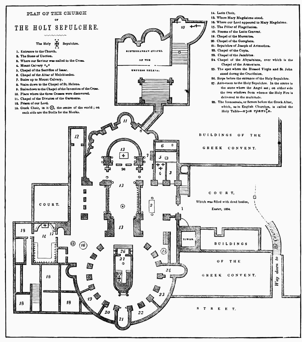 Plan of the church of the The Holy Sepulchre.