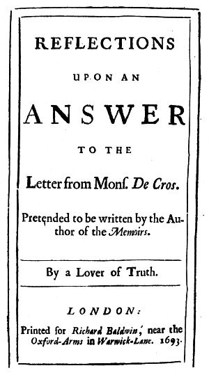 Title page of Reflections on an Answer