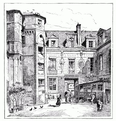 ANCIENT HOTEL OF THE PRVOT OF PARIS, PASSAGE CHARLEMAGNE, IN THE RUE SAINT-ANTOINE. In 1559, the Comte de Montgommery was imprisoned in the octagonal tower, after accidentally mortally wounding Henri II.