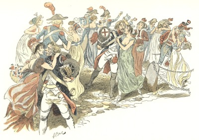 THE ARMY UNDER THE FIRST CONSUL: RETURN OF A REGIMENT FROM MARENGO. From a water-color by F. Bac.