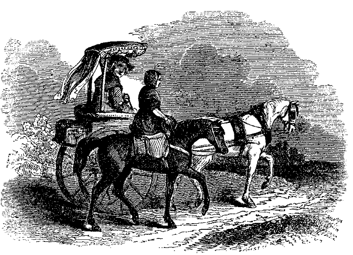 Illustration: Travelling by Wagon.