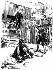 Jason is on the ground with Iry above him. Jason's arms are held down by Iry's leg and arm. Iry's other arm is around Jason's neck. Three boys are observing the scene.