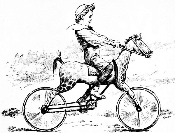 Melville is an ingenious lad. With his old hobby-horse
and some parts of an old bicycle he has a steed that comes nearer a real
animal than anything yet seen.