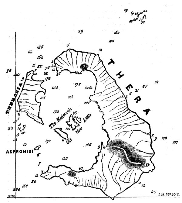 Map of Santorin in the Grecian Archipelago, from a Survey in 1848, by Captain Graves, R. N.