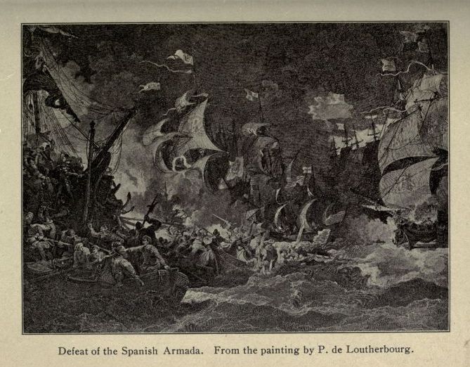 Defeat of the Spanish Armada.  From the painting by P. de Loutherbourg.