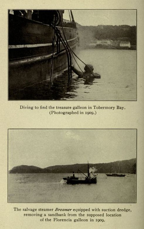 Diving to find the treasure galleon in Tobermory Bay.  (Photographed in 1909.)