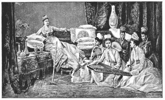 CHIEF WIFE OF EX-KHEDIVE ISMAIL, WITH HER PRIVATE BAND From a photograph by Schoefft, Cairo