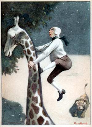 The Baron climbs a giraffe's neck