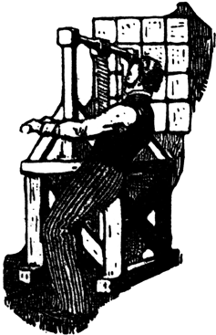 A man operates a screw press