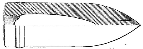 Armor-Piercing Shell. Showing position of
flaw