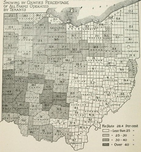 Showing by Counties Percentage of All Farms Operated by Tenants