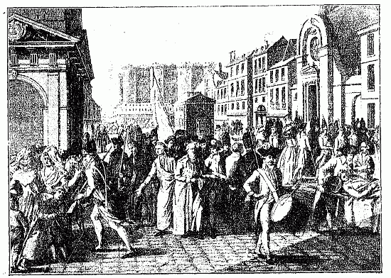 LES PRISONNIERS DE LA BASTILLE DLIVRS LE 14 JUILLET
1789
Dessin par J. Bulthuis, grav par Vinkeles et Vrydag (Muse
Carnavalet)