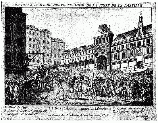 TTES DU GOUVERNEUR DE LA BASTILLE ET DU MAJOR DE LOSME
PORTES LE 14 JUILLET 1789 PLACE DE GRVE
(Extrait des Rvolutions de Paris)