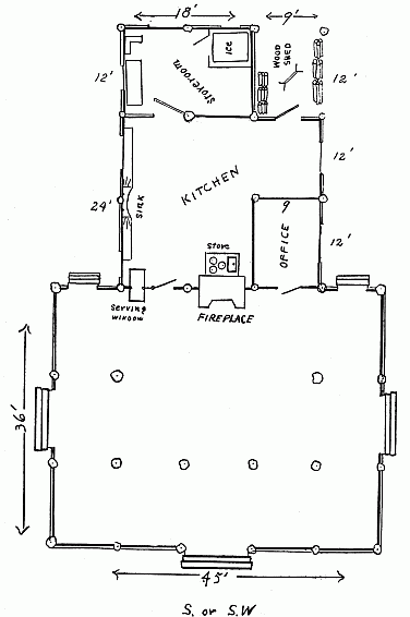 A. Floor Plan for Mess Hall for Camp of 150 to 200 Girls