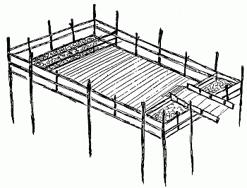H. Swimming Crib as it would appear out of water. The crib is 35' by 20', outside dimensions, with end pockets for stones, 2½' each, leaving a swimming space of 30' by 20'. The idea for this was planned and executed by the Engineers of the Park Commission of the N.Y. and N.J. Interstate Park, for use in the camps in the Palisades Park.