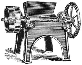 Fig. 1.—Cocoanut husk-crushing mill.