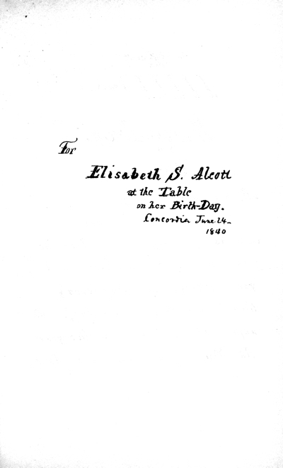 Page 1 of letter for Elizabeth Alcott 1840