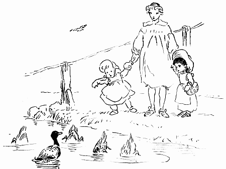 Children watching ducks