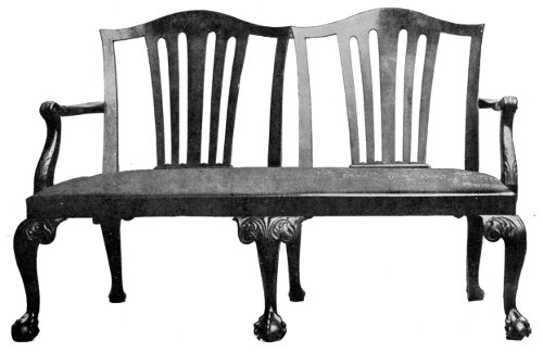 CHIPPENDALE SETTEE; WALNUT.