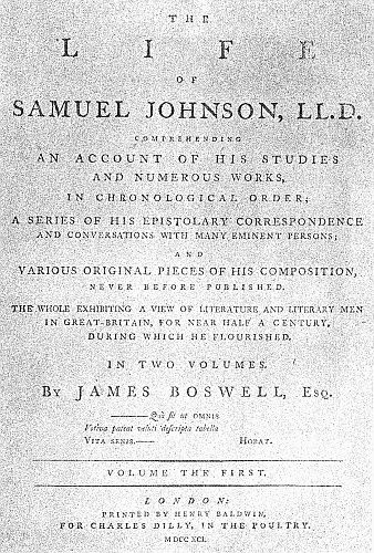 Facsimile of the
Title Page of the First Edition of Boswell's
"Life of Samuel Johnson"—This Has
Proved to be the Most Popular
Biography in the English
Language