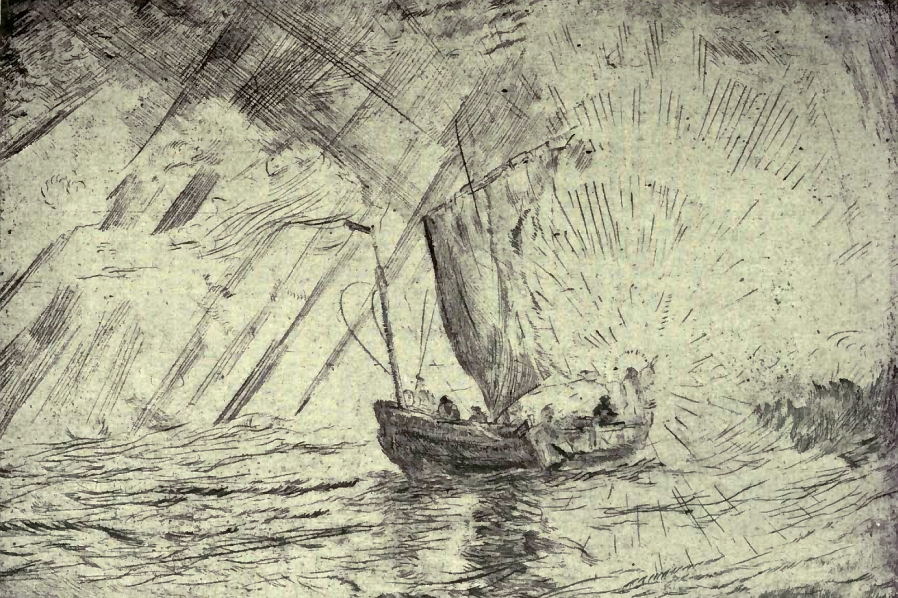 Le Christ apaisant la Tempête—1886. Gravure à la pointe
sèche.