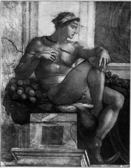 Illustration: Michelangelo. Sklave von der Decke der Sixtinischen Kapelle in Rom