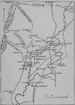 MAP OF FIRST DAY'S BATTLE.