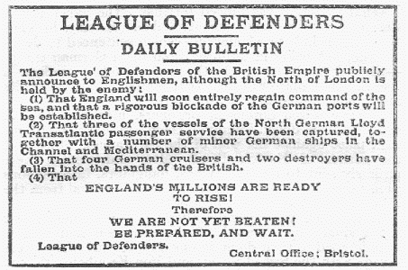 COPY OF THE "DAILY BULLETIN" OF THE
LEAGUE OF DEFENDERS.