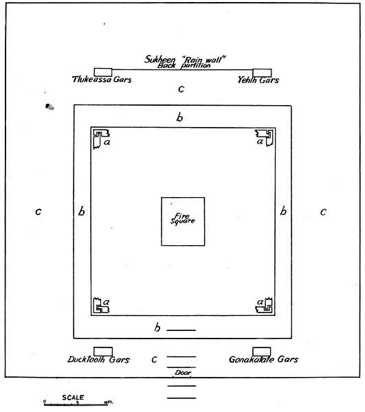 Fig. 5. Groundplan of the Whale House. In size, it was 49 ft. 10 in. front by 53 ft. deep. From a plan drawn by the author.