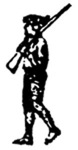 Silhouette of a Revolutionary War soldier carrying a rifle
