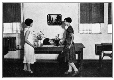 Figure 3.--Pupils in a Nebraska high school try out different flowers and arrangements
