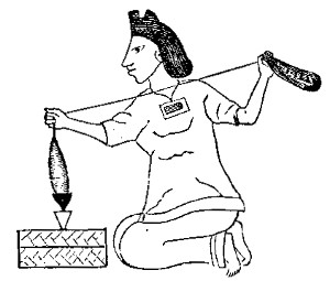 Aztec Woman Spinning. From Mendoza's Collection.
