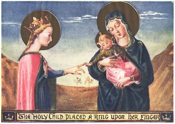 THE HOLY CHILD PLACED A RING UPON HER FINGER.