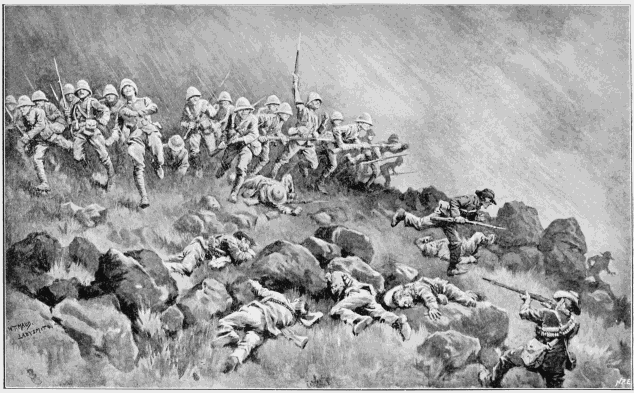 THE GREAT ASSAULT ON LADYSMITH—THE DEVONS CLEARING WAGON HILL.