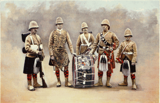 PRIVATE, DRUMMERS, PIPER, AND BUGLER—THE BLACK WATCH.